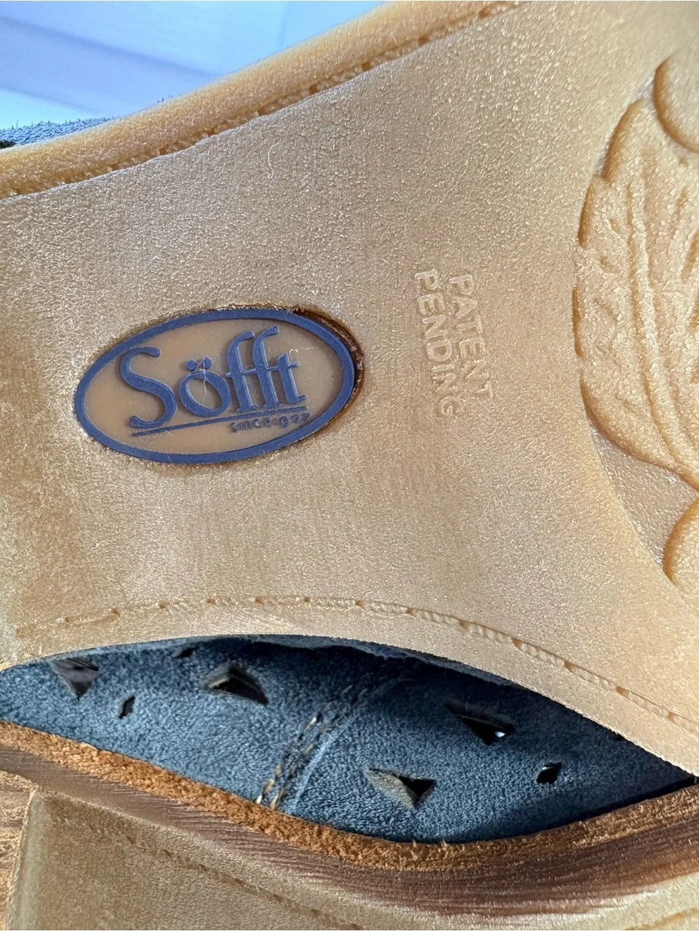 Söfft 9M Slate Blue Leather Laser Cut Western Ankle Booties